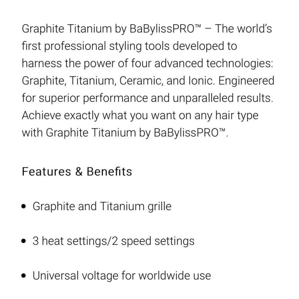 BabylissPro Graphite Titanium ionic Dryer - Picture 8 of 8
